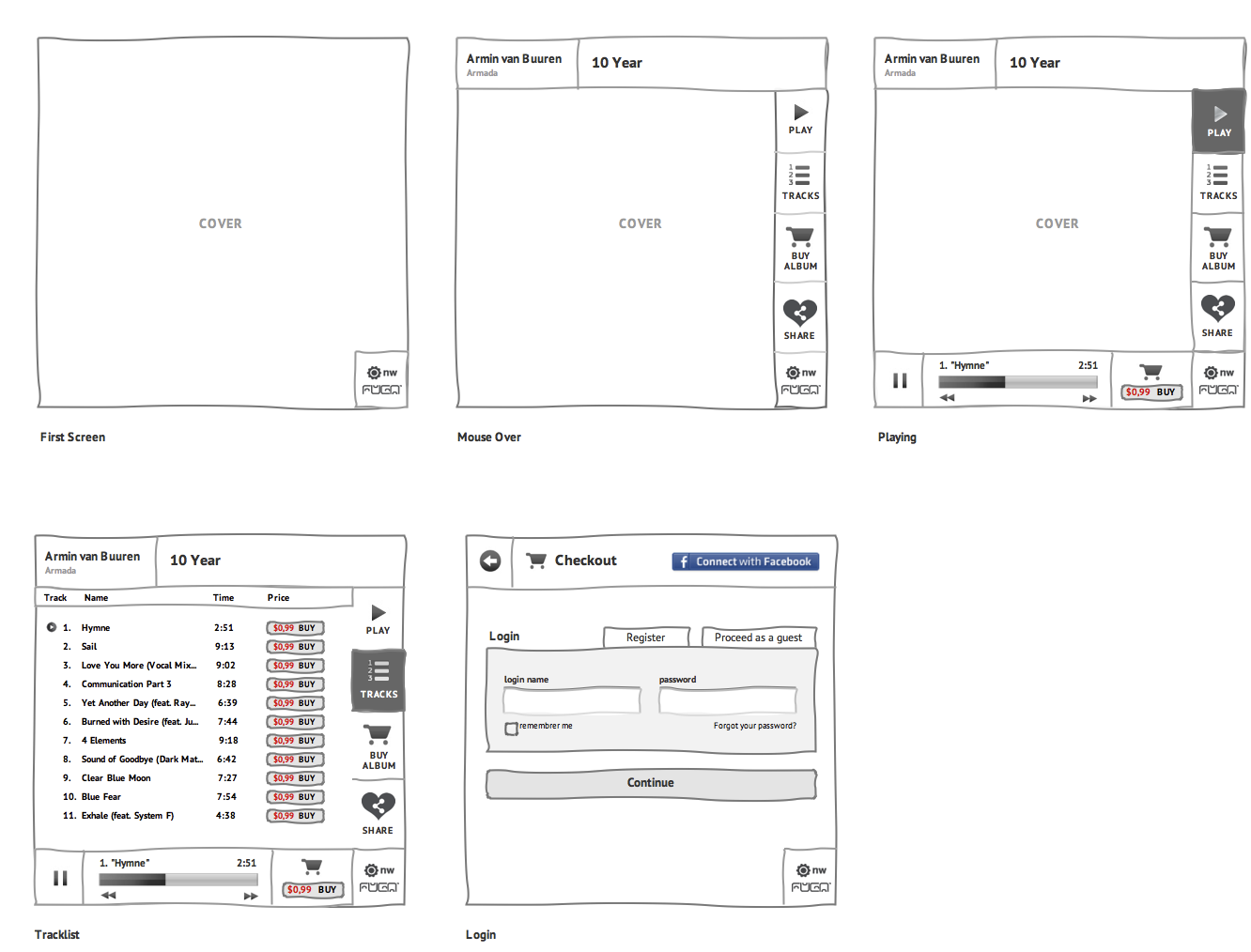 Facebook APP Prototype Wireframe